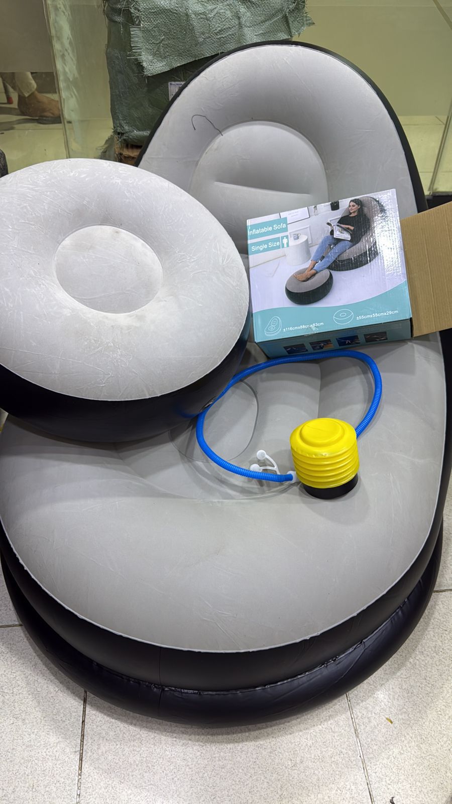 Luxury Inflatable Lounge Chair with Ottoman – Modern Air Sofa Set with Air Pump