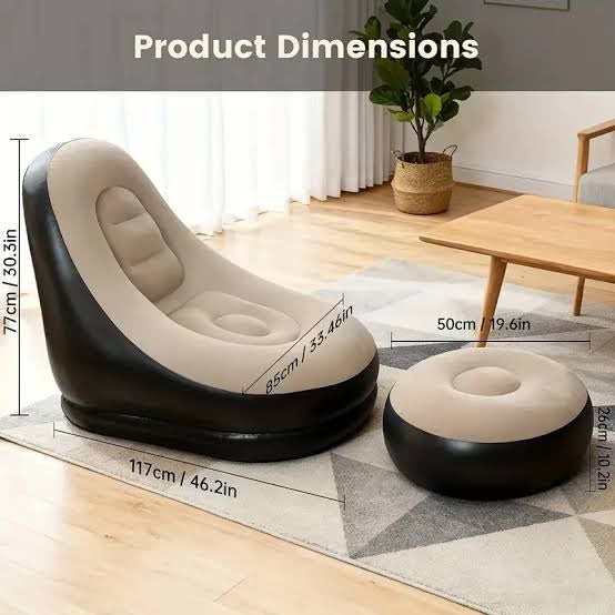 Luxury Inflatable Lounge Chair with Ottoman – Modern Air Sofa Set with Air Pump