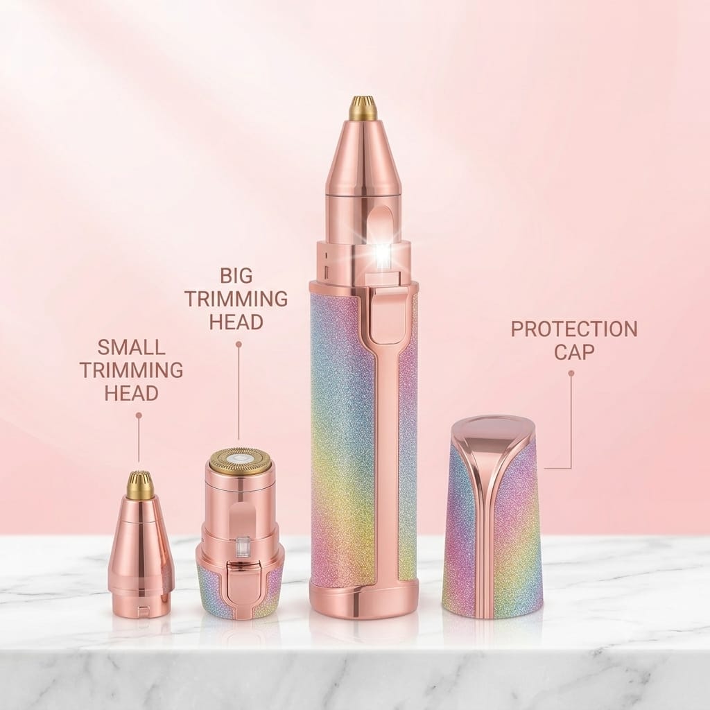 2-in-1 Rechargeable Eyebrow & Facial Hair Remover for Women | Painless Precision Trimmer with LED Light & USB Charging