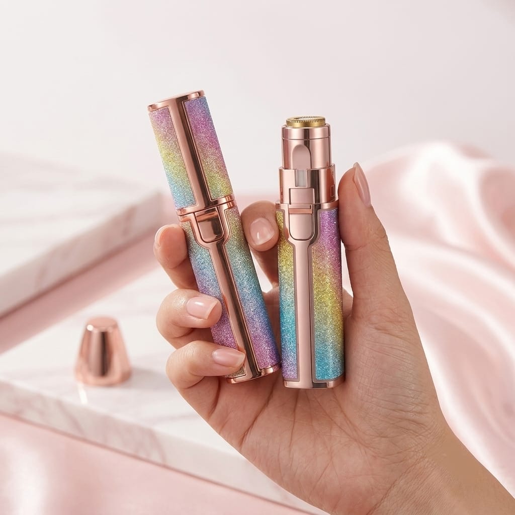 2-in-1 Rechargeable Eyebrow & Facial Hair Remover for Women | Painless Precision Trimmer with LED Light & USB Charging