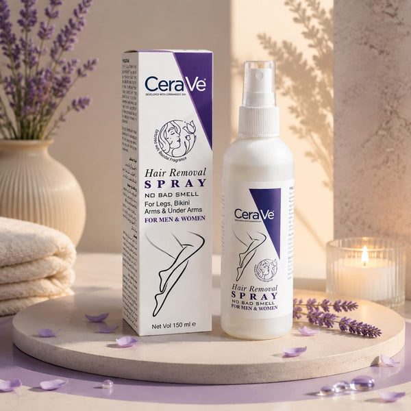 CeraVe Hair Removal Spray - Gentle Body Hair Eliminator Smooth Skin Depilatory Formula Easy Spray Skincare Product For Men And Women - 150ML
