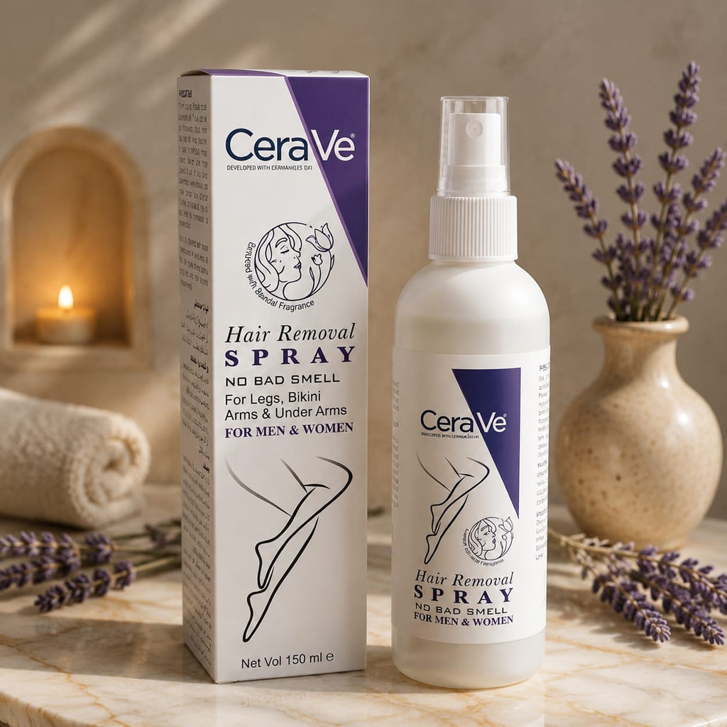 CeraVe Hair Removal Spray - Gentle Body Hair Eliminator Smooth Skin Depilatory Formula Easy Spray Skincare Product For Men And Women - 150ML