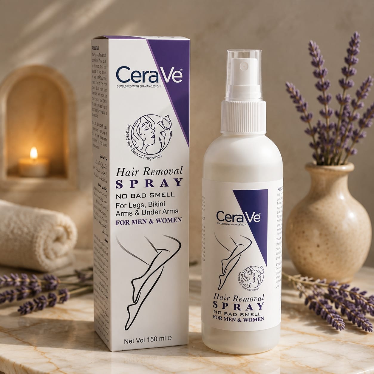 CeraVe Hair Removal Spray - Gentle Body Hair Eliminator Smooth Skin Depilatory Formula Easy Spray Skincare Product For Men And Women - 150ML