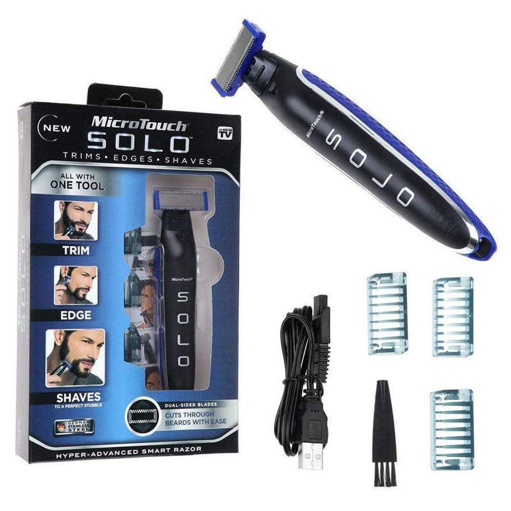 MicroTouch SOLO Rechargeable Beard Trimmer & Precision Shaver – 3-in-1 Cordless Hair Trimmer for Beard, Mustache & Body Grooming